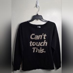 Black Can't Touch This H&M Light Weight Sweatshirt with Leopard Print Text